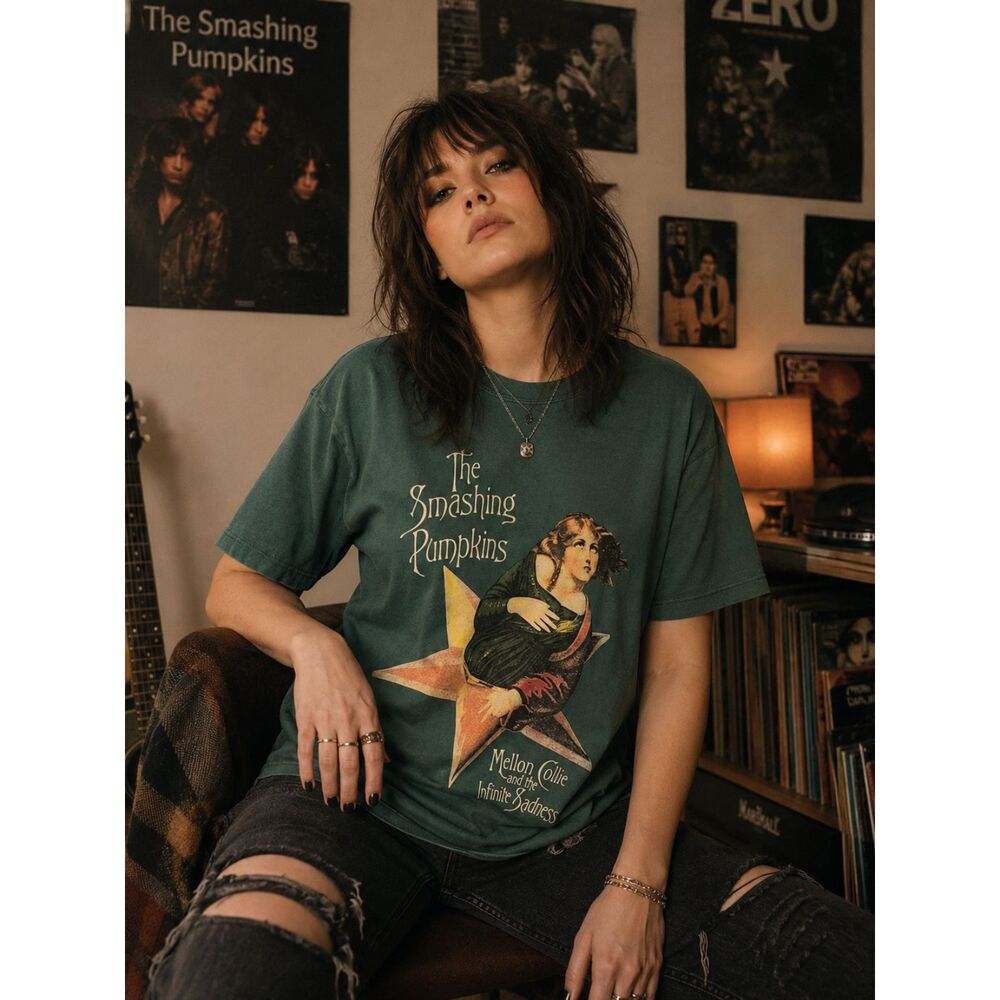 The Smashing Pumpkins Green Mellon Collie T Shirt Tee Top  Women's Size Medium